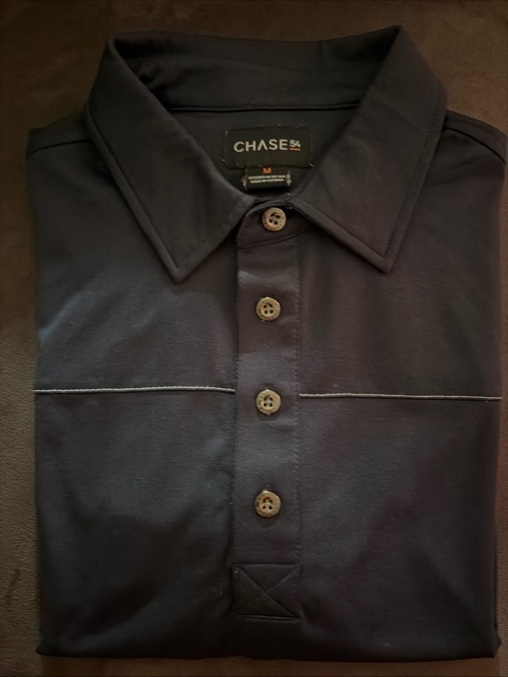CHASE 54 Men's Navy Short-Sleeve Polo with Contrast Stitching